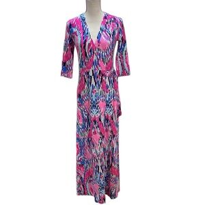 Lilly Pulitzer Marvista Wrap Maxi Dress‎ S Free Spirit Stretch Resortwear Beachy